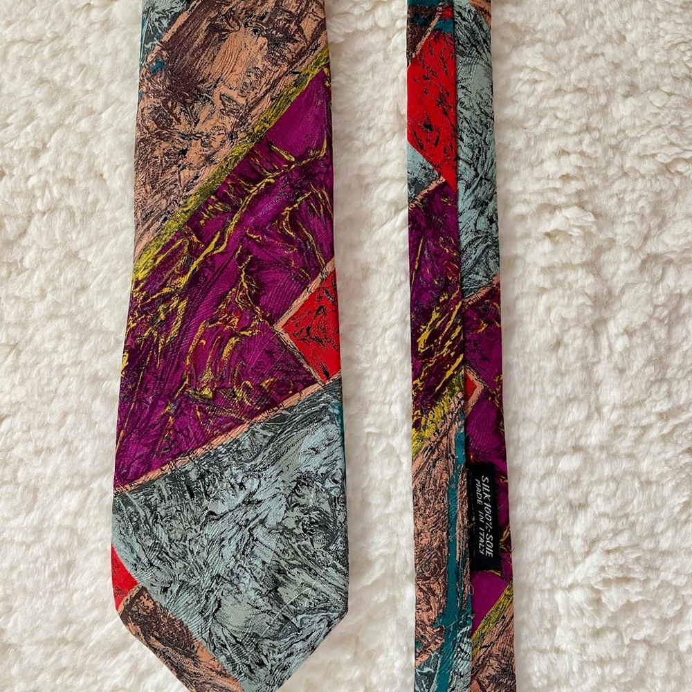 Vintage Brioni Designer Bright Color Silk Tie Made In Italy